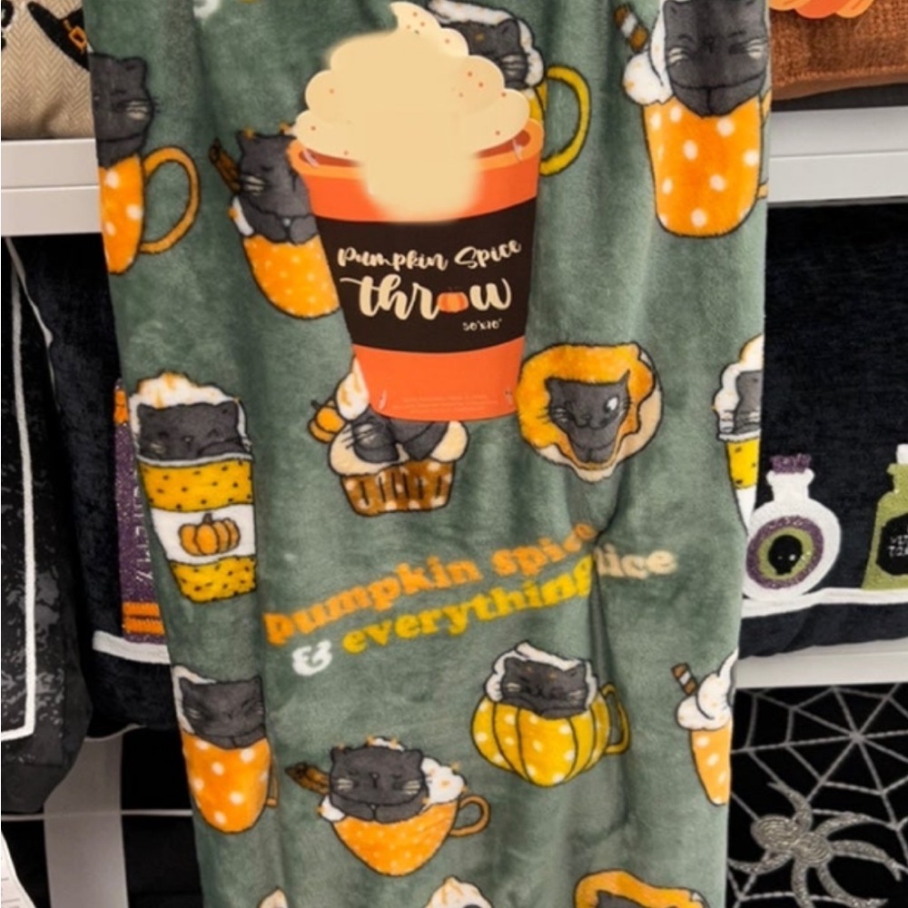Pumpkin Spice Cat Throw Blanket